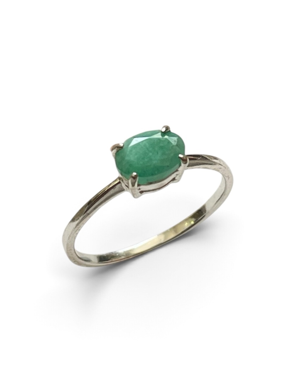 Natural Emerald faceted ring  in 925 Sterling Silver, US: 7, 8 & 9